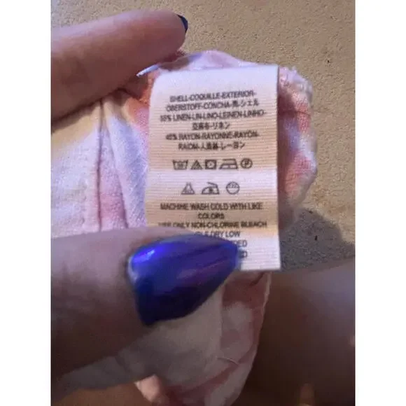 Free People Pink Linen Tie-Dye Wrap Skirt - Picture 6 of 6